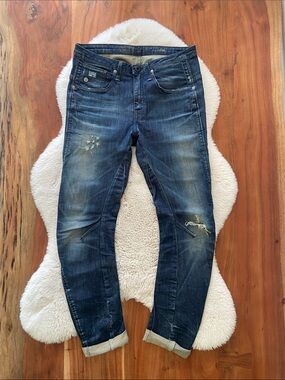G-Star arc 3D tapered womens blue jean worn in articulated barrel denim 26/34